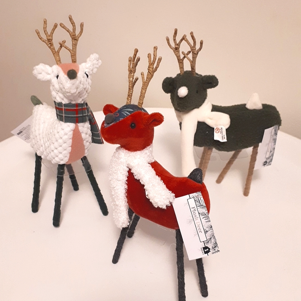 Set of 3 Holiday decoration fabric deer